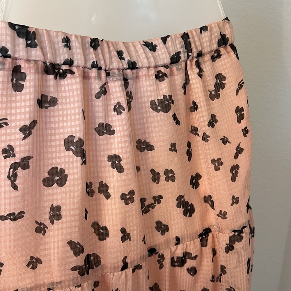 Leith NWT Pink Puff Floral Drift Tiered Maxi Skirt Size Large - Picture 10 of 11